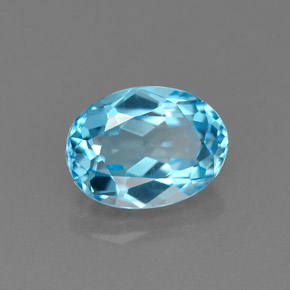 1.84 ct Blue Topaz Stone, Natural Topaz in Oval Facet Shape for Sale