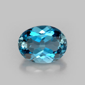 1.61 ct Blue Topaz Gemstone, Topaz Gem in Oval Facet Shape for Sale.