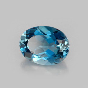 1.61 ct Blue Topaz Stone, Natural Topaz in Oval Facet Shape for Sale