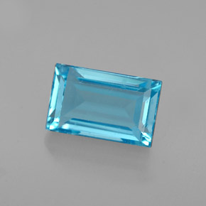 2.47 ct Blue Topaz Gemstone, Topaz Gem in Baguette Facet Shape for Sale.