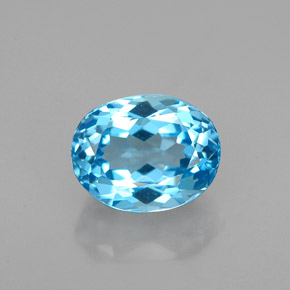 2.84 ct Blue Topaz Gemstone, Topaz Gem in Oval Facet Shape for Sale.