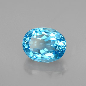 2.84 ct Blue Topaz Stone, Natural Topaz in Oval Facet Shape for Sale
