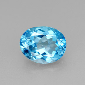 2.48 ct Blue Topaz Gemstone, Topaz Gem in Oval Facet Shape for Sale.