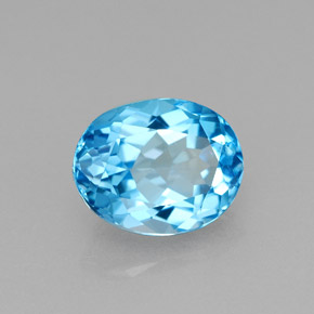 2.48 ct Blue Topaz Stone, Natural Topaz in Oval Facet Shape for Sale