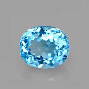 2.19 ct Blue Topaz Stone, Natural Topaz in Oval Facet Shape for Sale