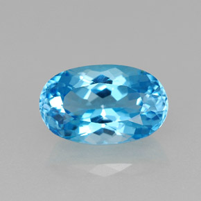 2.61 ct Blue Topaz Gemstone, Topaz Gem in Oval Facet Shape for Sale.