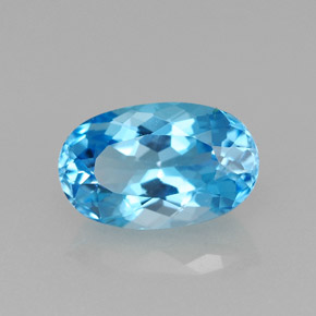 2.61 ct Blue Topaz Stone, Natural Topaz in Oval Facet Shape for Sale