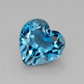 4.23 ct Blue Topaz Gemstone, Topaz Gem in Heart Facet Shape for Sale.