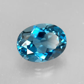 1.64 ct Blue Topaz Stone, Natural Topaz in Oval Facet Shape for Sale