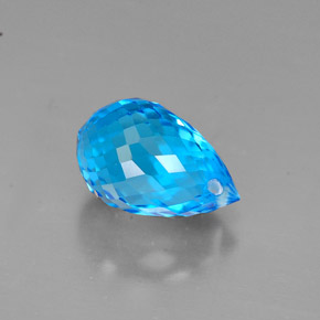 2.23 ct Blue Topaz Gemstone, Topaz Gem in Briolette with Hole Shape for Sale.