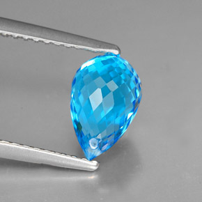 2.23 ct Blue Topaz Stone, Natural Topaz in Briolette with Hole Shape for Sale