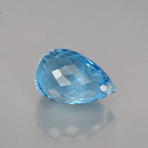 2.25 ct Blue Topaz Gemstone, Topaz Gem in Briolette with Hole Shape for Sale.