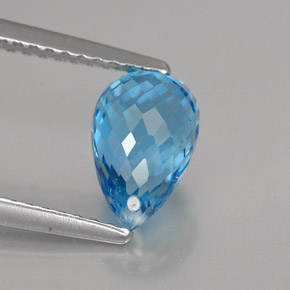 2.25 ct Blue Topaz Stone, Natural Topaz in Briolette with Hole Shape for Sale