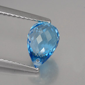 2.10 ct Blue Topaz Stone, Natural Topaz in Briolette with Hole Shape for Sale