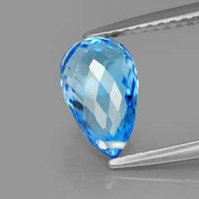 2.33 ct Blue Topaz Stone, Natural Topaz in Briolette with Hole Shape for Sale