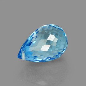 2.23 ct Blue Topaz Gemstone, Topaz Gem in Briolette with Hole Shape for Sale.