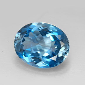 9.64 ct Blue Topaz Gemstone, Topaz Gem in Oval Facet Shape for Sale.