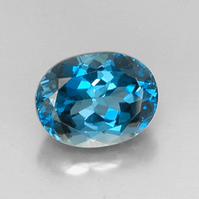 7.16 ct Blue Topaz Gemstone, Topaz Gem in Oval Facet Shape for Sale.