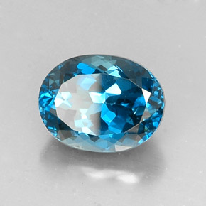 7.16 ct Blue Topaz Stone, Natural Topaz in Oval Facet Shape for Sale