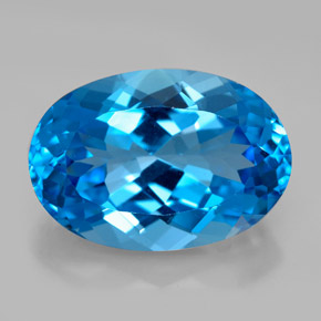 12.38 ct Blue Topaz Gemstone, Topaz Gem in Oval Facet Shape for Sale.