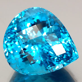 34.57 ct Blue Topaz Stone, Natural Topaz in Pear Checkerboard Shape for Sale