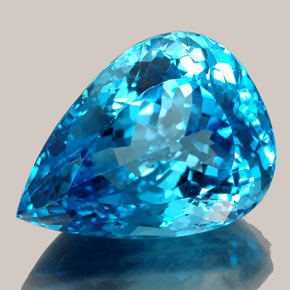 36.61 ct Blue Topaz Gemstone, Topaz Gem in Pear Facet Shape for Sale.