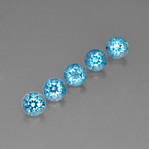 3.38 ct Blue Topaz Stone, Natural Topaz in Round Facet Shape for Sale
