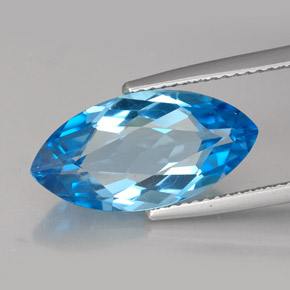 7.01 ct Blue Topaz Gemstone, Topaz Gem in Marquise Facet Shape for Sale.