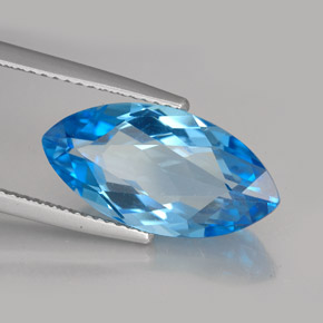 7.01 ct Blue Topaz Stone, Natural Topaz in Marquise Facet Shape for Sale