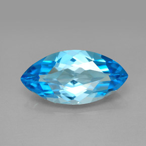 6.54 ct Blue Topaz Gemstone, Topaz Gem in Marquise Facet Shape for Sale.