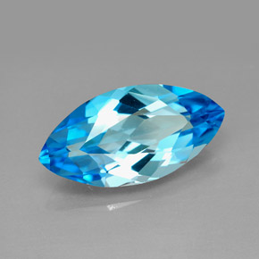 6.54 ct Blue Topaz Stone, Natural Topaz in Marquise Facet Shape for Sale