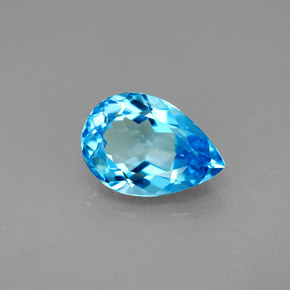 2.13 ct Blue Topaz Gemstone, Topaz Gem in Pear Facet Shape for Sale.