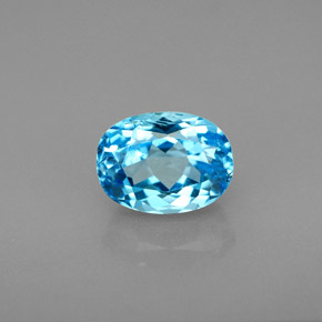 2.24 ct Blue Topaz Gemstone, Topaz Gem in Oval Facet Shape for Sale.