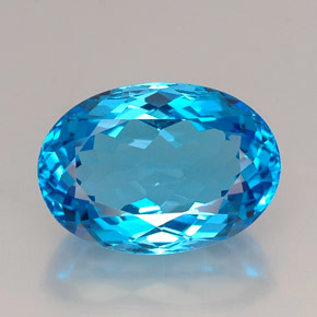 25.42 ct Blue Topaz Gemstone, Topaz Gem in Oval Facet Shape for Sale.