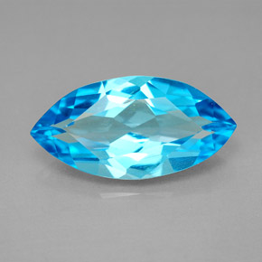 6.46 ct Blue Topaz Gemstone, Topaz Gem in Marquise Facet Shape for Sale.