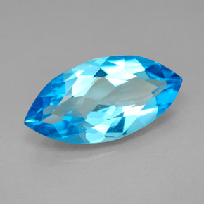 6.46 ct Blue Topaz Stone, Natural Topaz in Marquise Facet Shape for Sale