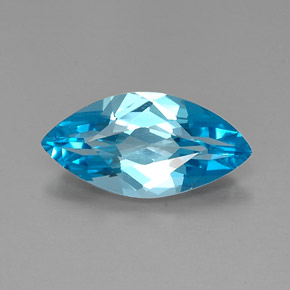 5.78 ct Blue Topaz Gemstone, Topaz Gem in Marquise Facet Shape for Sale.