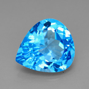 7.72 ct Blue Topaz Gemstone, Topaz Gem in Pear Facet Shape for Sale.