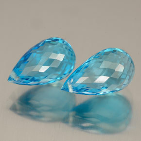 5.82 ct Blue Topaz Gemstone, Topaz Gem in Briolette with Hole Shape for Sale.