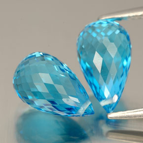 5.82 ct Blue Topaz Stone, Natural Topaz in Briolette with Hole Shape for Sale