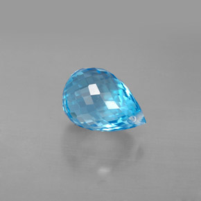 3.18 ct Blue Topaz Gemstone, Topaz Gem in Briolette with Hole Shape for Sale.