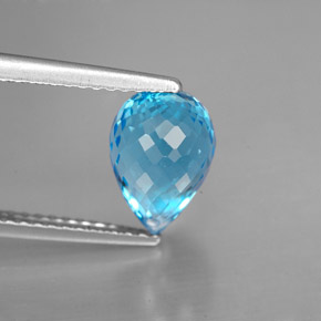 3.18 ct Blue Topaz Stone, Natural Topaz in Briolette with Hole Shape for Sale