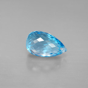 2.91 ct Blue Topaz Gemstone, Topaz Gem in Briolette with Hole Shape for Sale.
