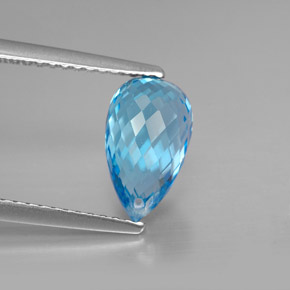 2.91 ct Blue Topaz Stone, Natural Topaz in Briolette with Hole Shape for Sale