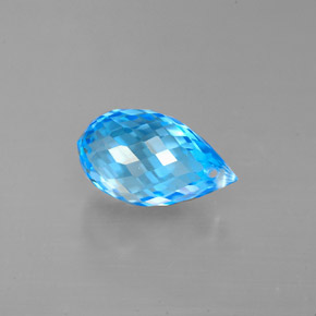 2.51 ct Blue Topaz Gemstone, Topaz Gem in Briolette with Hole Shape for Sale.