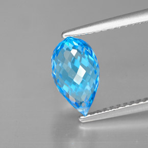 2.51 ct Blue Topaz Stone, Natural Topaz in Briolette with Hole Shape for Sale