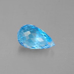 2.43 ct Blue Topaz Gemstone, Topaz Gem in Briolette with Hole Shape for Sale.