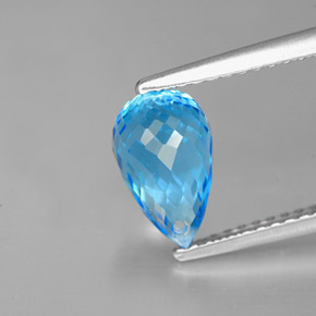2.43 ct Blue Topaz Stone, Natural Topaz in Briolette with Hole Shape for Sale