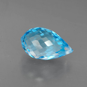 2.75 ct Blue Topaz Gemstone, Topaz Gem in Briolette with Hole Shape for Sale.