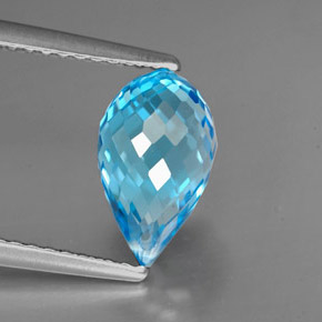 2.75 ct Blue Topaz Stone, Natural Topaz in Briolette with Hole Shape for Sale